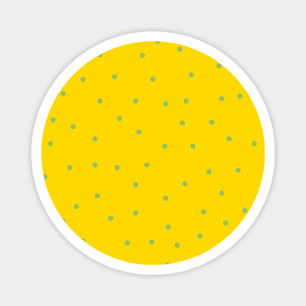 Green Polka Dots on Yellow Background Magnet by Lusy